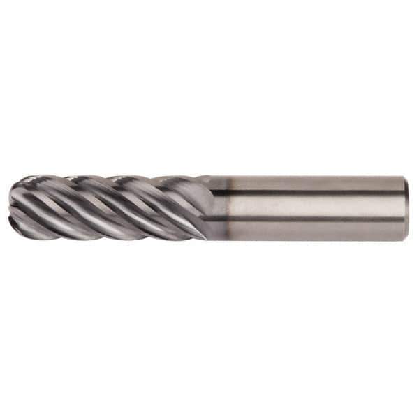 Kennametal - 1/2", 6 Flute, Single End, Solid Carbide, 0.12" Corner Radius End Mill - 3" OAL, 38° Helix, Right Hand Flute, 1" LOC, Right Hand Cut - Exact Industrial Supply