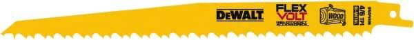 DeWALT - 9" Long x 1" Thick, Bi-Metal Reciprocating Saw Blade - Tapered Profile, 6 TPI, Toothed Edge, Tang Shank - Exact Industrial Supply