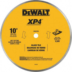 DeWALT - 10" Diam, 15.88mm Arbor Hole Diam, Continuous Edge Tooth Wet & Dry Cut Saw Blade - Steel, Smooth Action, Standard Round Arbor - Exact Industrial Supply