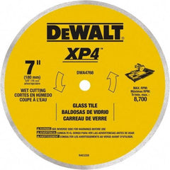 DeWALT - 7" Diam, 15.88mm Arbor Hole Diam, Continuous Edge Tooth Wet & Dry Cut Saw Blade - Steel, Smooth Action, Standard Round Arbor - Exact Industrial Supply