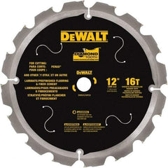 DeWALT - 12" Diam, 1" Arbor Hole Diam, 16 Tooth Wet & Dry Cut Saw Blade - Steel, Smooth Action, Standard Round Arbor - Exact Industrial Supply