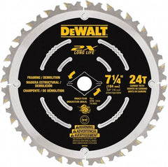 DeWALT - 7-1/4" Diam, 15.88mm Arbor Hole Diam, 48 Tooth Wet & Dry Cut Saw Blade - Steel, Framing Action, Standard Round Arbor - Exact Industrial Supply