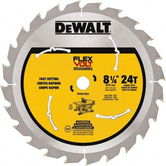 DeWALT - 8-1/4" Diam, 15.88mm Arbor Hole Diam, 24 Tooth Wet & Dry Cut Saw Blade - Steel, Smooth Action, Standard Round Arbor - Exact Industrial Supply