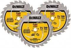 DeWALT - 7-1/4" Diam, 15.88mm Arbor Hole Diam, 24 Tooth Wet & Dry Cut Saw Blade - Steel, Smooth Action, Standard Round Arbor - Exact Industrial Supply