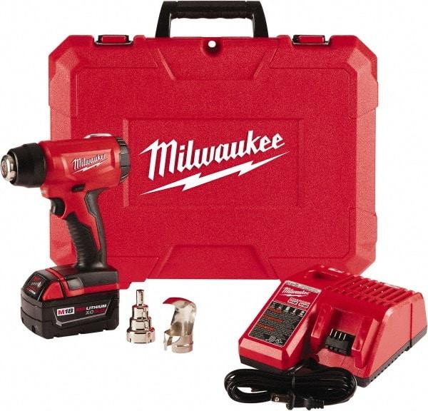 Milwaukee Tool - 0 to 875°F Heat Setting, 6 CFM Air Flow, Heat Gun Kit - 18 Volts, 5 Amps, 360 Watts - Exact Industrial Supply