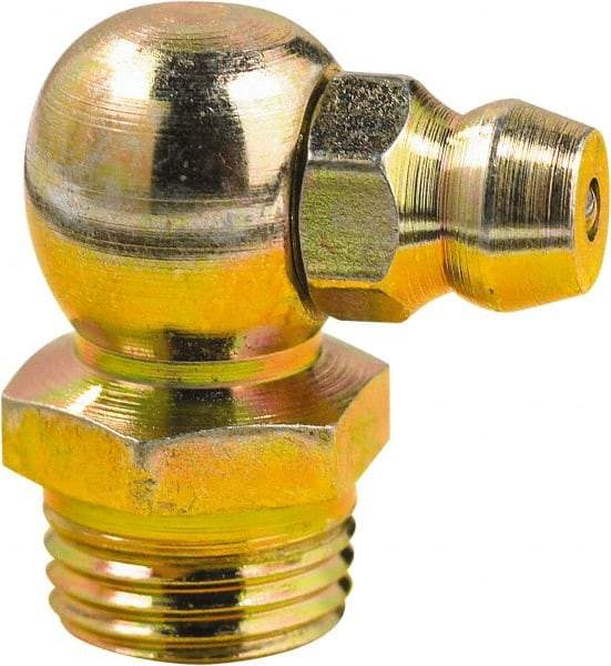 lumax - 90° Head Angle, M8x1 Metric Steel Grease Fitting Adapter - 10mm Hex, 3/4" Overall Height, 0.22" Shank Length - Exact Industrial Supply