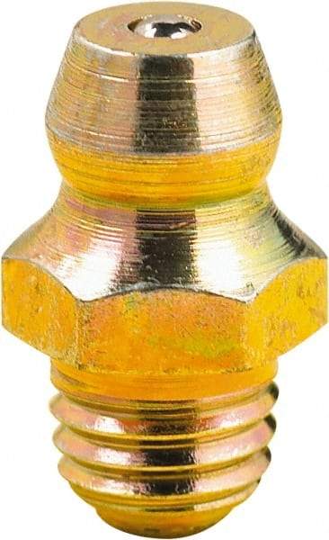 lumax - Straight Head Angle, M8x1 Metric Steel Grease Fitting Adapter - 9mm Hex, 0.63" Overall Height, 1/4" Shank Length - Exact Industrial Supply