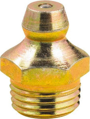 lumax - Straight Head Angle, M10x1 Metric Steel Grease Fitting Adapter - 11mm Hex, 0.63" Overall Height, 1/4" Shank Length - Exact Industrial Supply