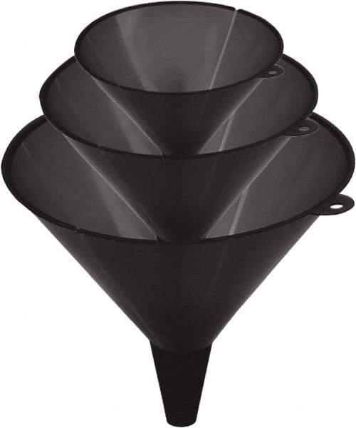lumax - 48 oz Capacity Plastic Funnel Set - Straight Spout, Black - Exact Industrial Supply