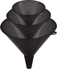 lumax - 48 oz Capacity Plastic Funnel Set - Straight Spout, Black - Exact Industrial Supply