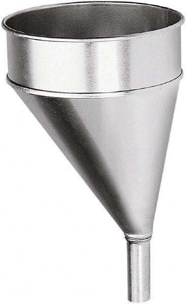 lumax - 204 oz Capacity Steel Funnel - 8-1/2" Mouth OD, 1-1/8" Tip OD, 3-1/4" Straight Spout, Silver - Exact Industrial Supply