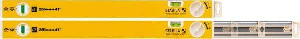 Stabila - 2 Vial, 41" Long, Aluminum Expandable Level - Yellow, 2" Wide, (1) Level & (1) Plumb Vials - Exact Industrial Supply