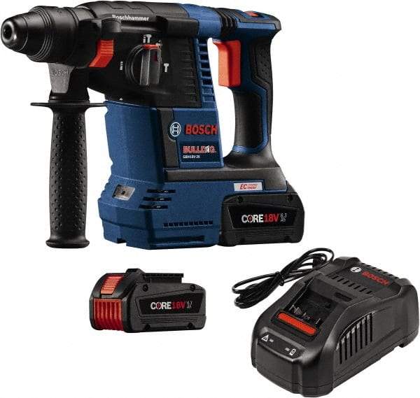 Bosch - 18 Volt SDS Plus Chuck Cordless Rotary Hammer - 0 to 4,300 BPM, 0 to 900 RPM, Reversible - Exact Industrial Supply