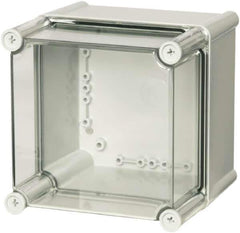 Fibox - Polycarbonate Standard Enclosure Screw Cover - NEMA 1, 3, 3S, 4, 4X, 6, 6P, 12, 5.12" Wide x 7.48" High x 7.48" Deep, Impact Resistant - Exact Industrial Supply