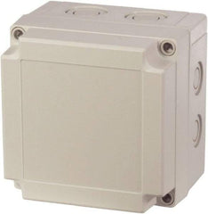 Fibox - Polycarbonate Standard Enclosure Screw Flat Cover - NEMA 1, 4, 4X, 6, 12, 13, 5.12" Wide x 5.12" High x 4.92" Deep - Exact Industrial Supply