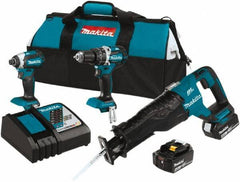 Makita - 18 Volt Cordless Tool Combination Kit - Includes Hammer Drill, Impact Driver & Circular Saw, Lithium-Ion Battery Included - Exact Industrial Supply