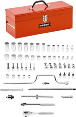 Proto - 58 Piece 3/8" Drive Chrome Finish Deep Well Socket Set - 8, 12 Points, 1/4" to 1" Range, Inch Measurement Standard - Exact Industrial Supply