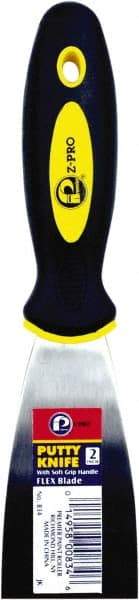 Premier Paint Roller - 2" Wide Spring Blade Steel Putty Knife - Stiff, Soft Grip Plastic Handle, 8.343" OAL - Exact Industrial Supply