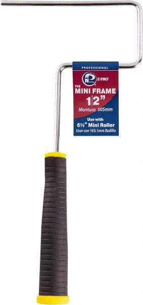 Premier Paint Roller - 6" Wide x 12" Long Mini Roller Frame - Steel Frame, Plastic Handle - Exact Industrial Supply