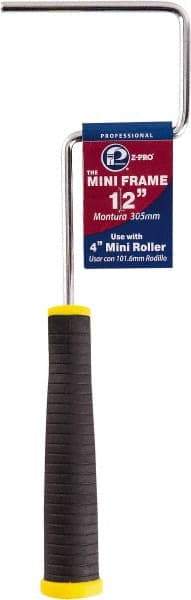 Premier Paint Roller - 4" Wide x 12" Long Mini Roller Frame - Steel Frame, Plastic Handle - Exact Industrial Supply