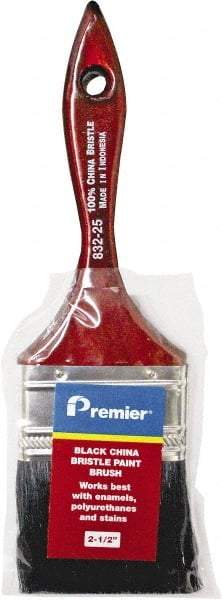 Premier Paint Roller - 2-1/2" Flat China Bristle General Purpose Paint Brush - 2-1/4" Bristle Length, 6" Wood Beavertail Handle - Exact Industrial Supply