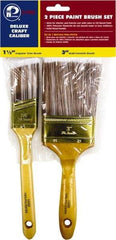 Premier Paint Roller - 1-1/2 & 3" Angle/Flat Polyester General Purpose Paint Brush Set - 2-1/4 & 3" Bristle Length, 6 & 6-1/2" Wood Sash & Beavertail Handle - Exact Industrial Supply