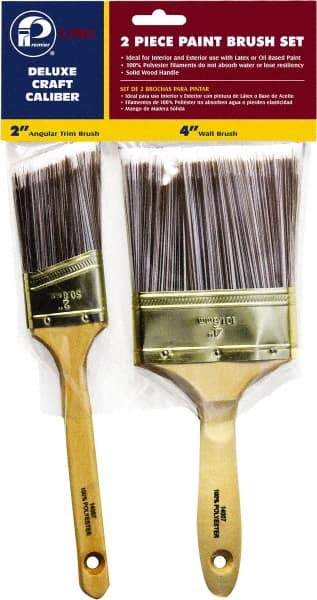 Premier Paint Roller - 2 & 4" Angle/Flat Polyester General Purpose Paint Brush Set - 2-1/2 & 3-1/2" Bristle Length, 6 & 6-1/2" Wood Sash & Beavertail Handle - Exact Industrial Supply