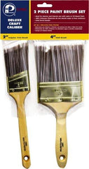 Premier Paint Roller - 2 & 4" Angle/Flat Polyester General Purpose Paint Brush Set - 2-1/2 & 3-1/2" Bristle Length, 6 & 6-1/2" Wood Sash & Beavertail Handle - Exact Industrial Supply