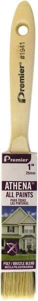 Premier Paint Roller - 1" Flat Polyester/Natural General Purpose Paint Brush - 2-1/4" Bristle Length, 5" Wood Beavertail Handle - Exact Industrial Supply