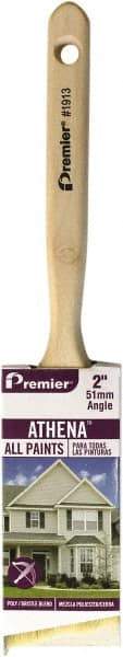Premier Paint Roller - 2-1/2" Angled Polyester/Natural Angular Brush - 2" Bristle Length, 7" Wood Sash Handle - Exact Industrial Supply