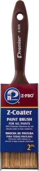 Premier Paint Roller - 2" Flat Polyester General Purpose Paint Brush - 2-1/2" Bristle Length, 5" Plastic Beavertail Handle - Exact Industrial Supply