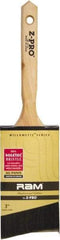 Premier Paint Roller - 3" Angled Polyester Angular Brush - 3-1/2" Bristle Length, 2" Wood Sash Handle - Exact Industrial Supply
