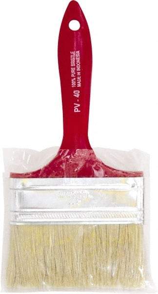 Premier Paint Roller - 4" Flat White China Bristle Chip Brush - 1-3/4" Bristle Length, 5-1/4" Plastic Beavertail Handle - Exact Industrial Supply