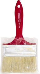 Premier Paint Roller - 4" Flat White China Bristle Chip Brush - 1-3/4" Bristle Length, 5-1/4" Plastic Beavertail Handle - Exact Industrial Supply