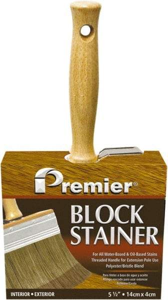 Premier Paint Roller - 6" Flat Polyester/Natural Stainer Brush - 3-1/4" Bristle Length, 5-1/4" Wood Threaded Wood Handle - Exact Industrial Supply