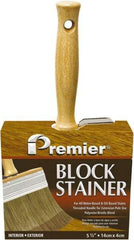 Premier Paint Roller - 6" Flat Polyester/Natural Stainer Brush - 3-1/4" Bristle Length, 5-1/4" Wood Threaded Wood Handle - Exact Industrial Supply
