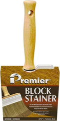 Premier Paint Roller - 5" Flat Polyester/Natural Stainer Brush - 3" Bristle Length, 5-1/4" Wood Threaded Wood Handle - Exact Industrial Supply