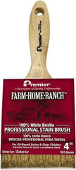 Premier Paint Roller - 4" Flat White China Bristle Stainer Brush - 2-5/8" Bristle Length, 6" Wood Beavertail Handle - Exact Industrial Supply