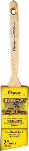 Premier Paint Roller - 2" Angled Nylon/Polyester Angular Brush - 2-3/4" Bristle Length, 7" Wood Sash Handle - Exact Industrial Supply
