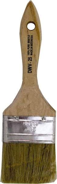 Premier Paint Roller - 2-1/2" Flat White China Bristle Chip Brush - 1-3/4" Bristle Length, 5-1/2" Wood Beavertail Handle - Exact Industrial Supply