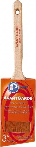 Premier Paint Roller - 3" Oval/Angle Polyester Sash Brush - 3-1/4" Bristle Length, 6-3/4" Wood Sash Handle - Exact Industrial Supply