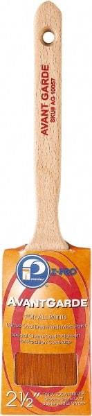 Premier Paint Roller - 2-1/2" Oval Polyester Sash Brush - 3" Bristle Length, 7-1/2" Wood Sash Handle - Exact Industrial Supply