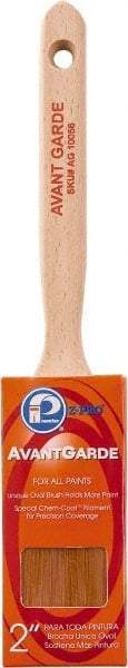 Premier Paint Roller - 2" Oval Polyester Sash Brush - 2-3/4" Bristle Length, 7-1/4" Wood Sash Handle - Exact Industrial Supply