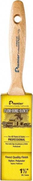 Premier Paint Roller - 1-1/2" Flat Nylon/Polyester General Purpose Paint Brush - 2-1/2" Bristle Length, 4-3/4" Wood Beavertail Handle - Exact Industrial Supply
