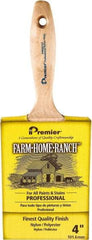 Premier Paint Roller - 4" Flat Nylon/Polyester General Purpose Paint Brush - 3-1/2" Bristle Length, 5-3/4" Wood Beavertail Handle - Exact Industrial Supply