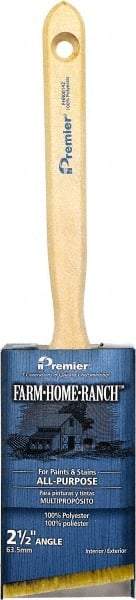 Premier Paint Roller - 2" Angled Polyester Angular Brush - 2-1/2" Bristle Length, 7-1/4" Wood Sash Handle - Exact Industrial Supply