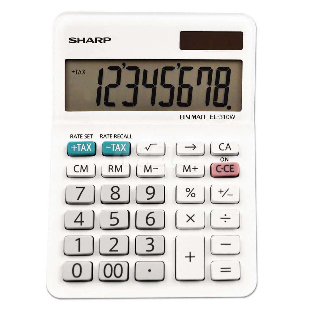 Victor - Calculators; Type: Desktop Calculator ; Type of Power: Solar/Battery ; Display Type: 8-Digit LCD ; Color: White ; Display Size: 18mm ; Width (Decimal Inch): 3.3800 - Exact Industrial Supply