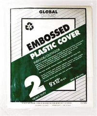 Premier Paint Roller - Medium Weight Plastic Drop Cloth - 12' x 9', 2 mil Thick, Off White - Exact Industrial Supply