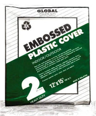 Premier Paint Roller - Medium Weight Plastic Drop Cloth - 15' x 12', 2 mil Thick, Off White - Exact Industrial Supply