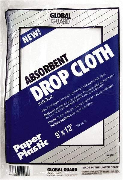 Premier Paint Roller - Medium Weight Paper Drop Cloth - 12' x 9', 1 mil Thick, Off White - Exact Industrial Supply